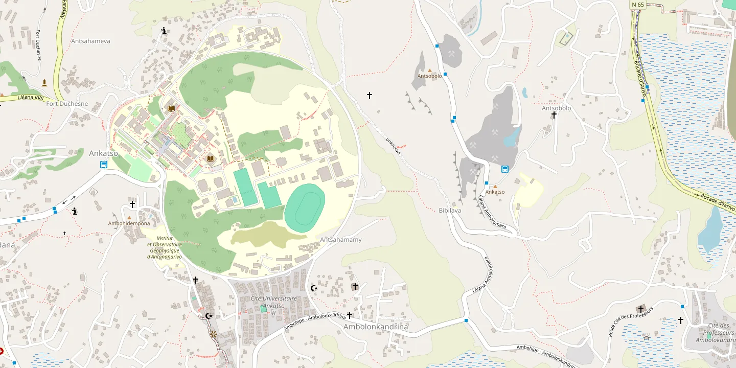 Plan d’Antsahamamy et d’Ankatso, à Antananarivo, centré sur le siège de TOSIKA